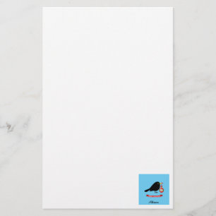 Papelaria Pássaro Negro Bonito Com Nome Personalizado De Bol