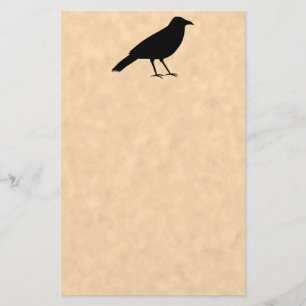 Papelaria Pássaro preto do corvo em um teste padrão do