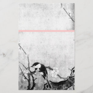 Papelaria PÁSSARO primavera E FLOR - ÁRVORE Preta - Cor-de-r