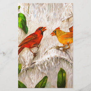 Papelaria Pássaros cardinais bonitos
