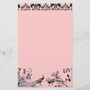 Papelaria PÁSSAROS do AMOR do CASAMENTO pretos e damasco