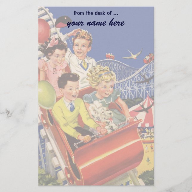 Papelaria Passeio da montanha russa do cão dos balões das (Frente)