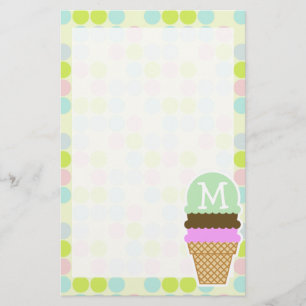 Papelaria Pastel Colors, Bolinhas; Sorvete Cone