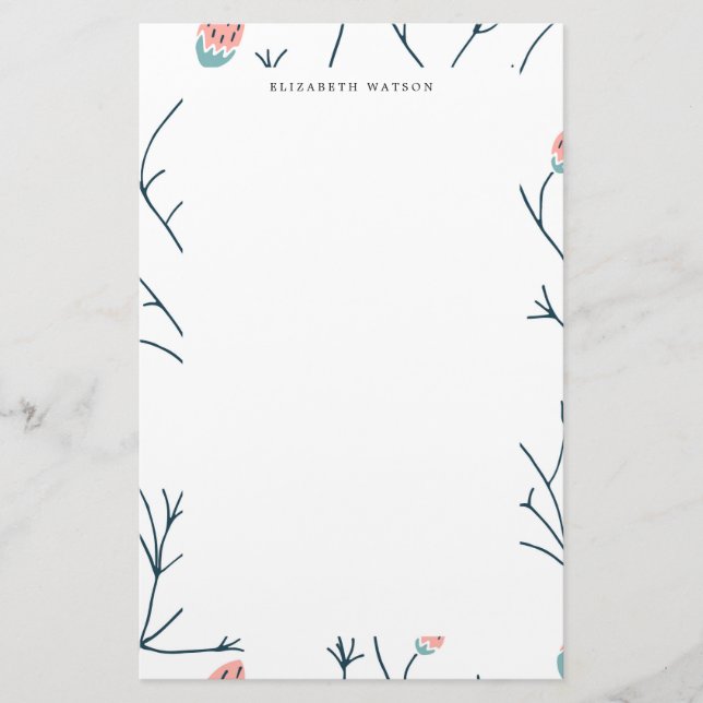 Papelaria Pastel Woodland | Monograma Stationery (Frente)