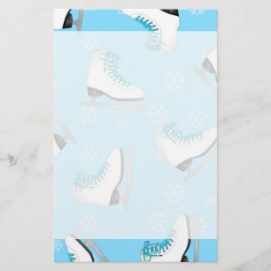 Papelaria Patinação na figura: Skates de gelo azuis com fl