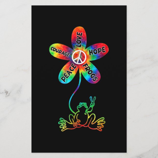 Papelaria Peace Courage Love Hope Sapos Hippie (Frente)