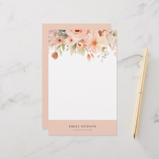 Papelaria Peach Boho Floral (Frente/Verso In Situ)