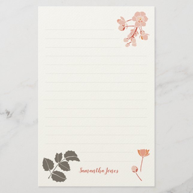 Papelaria Peachy Pink Oregon Grape Flower Letterhead (Frente)