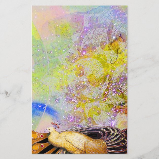 PAPELARIA PEACOCK ELEGANTE NA ROLA AMARELA ESPUMANTE (Frente)