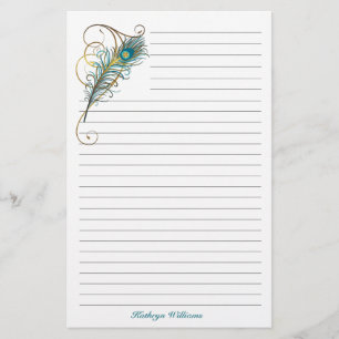 Papelaria Peacock Enlacado em Teal e Ouro