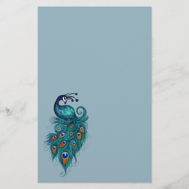 Papelaria Peacock Feather Teal Peacocks (Frente)