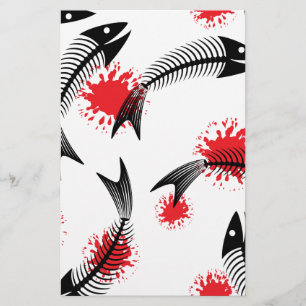 Papelaria peixe-esqueleto de halloween
