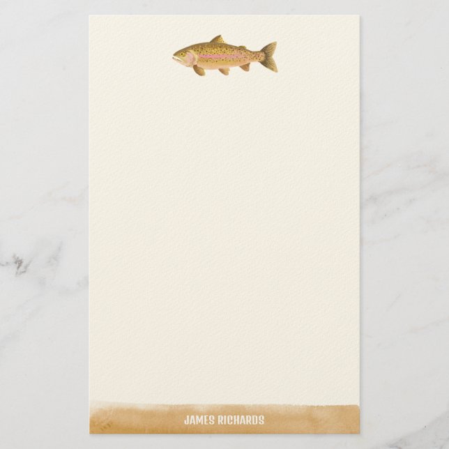 Papelaria Peixe Ilustrado Com Peixe Passado (Frente)