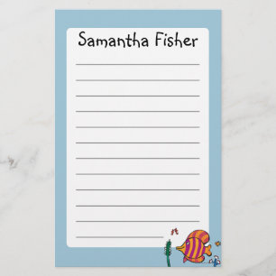 Papelaria Peixes tropicais alaranjados e roxos com cavalos