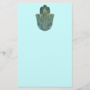 Papelaria Pena de Pavão Hamsa Judaica Boho