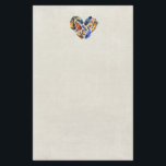 Papelaria Penas Em Forma De Coração Design<br><div class="desc">Papel de carta com um design de penas,  de cor aquosa,  em forma cardíaca,  no topo do papel.</div>