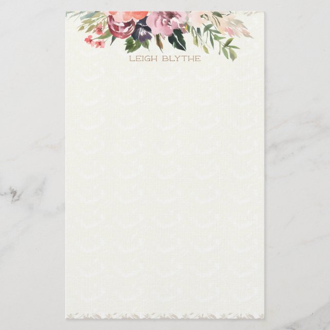 Papelaria Peônias de Aquarela Floral Personalizadas (Frente)