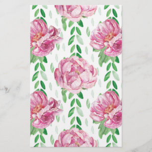 Papelaria Peônias de aquarela rosa