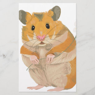 Papelaria Pequeno Hamster bonito segurando uma flor