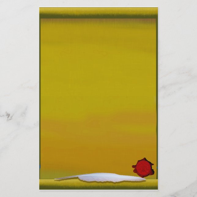 Papelaria Pergaminho com Quill & selo vermelho do dragão da (Frente)