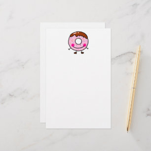 Papelaria Personagem de Arte de Donut Sorridente com Confeit