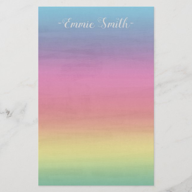 Papelaria Personalizada Arco-íris Rosa Pastel Amar (Frente)