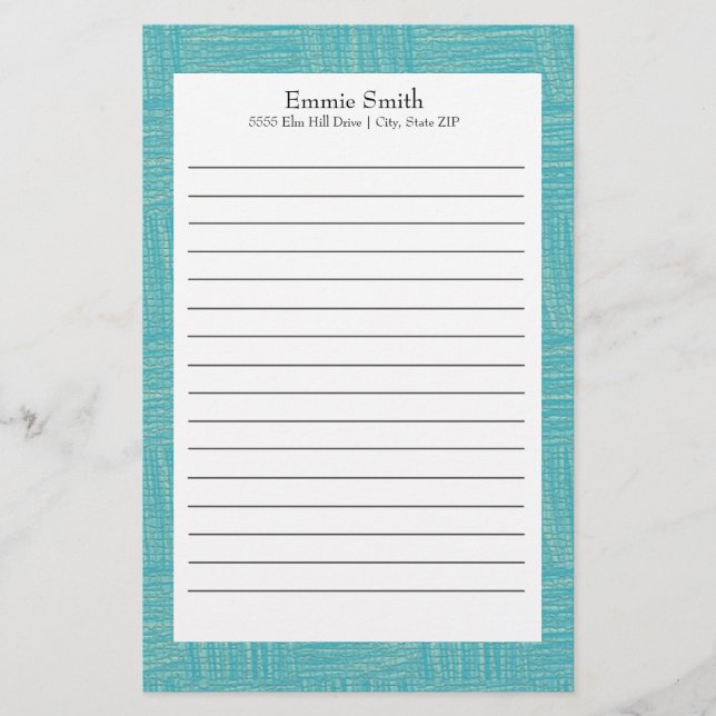 Papelaria Personalizada Azul e Branco com Linhas (Frente)
