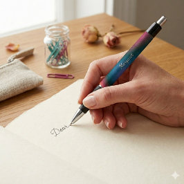 Papelaria Personalizada Caneta Nome Elegante Color