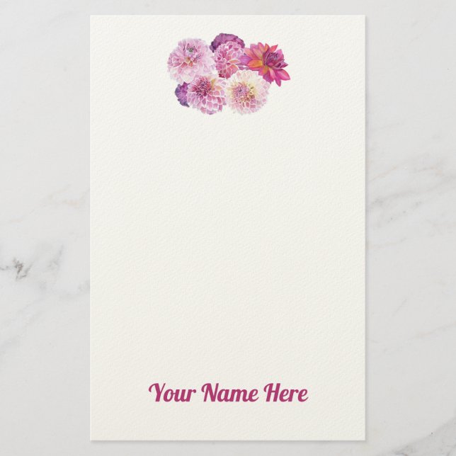 Papelaria Personalizada Dazzling Dahlias (Frente)