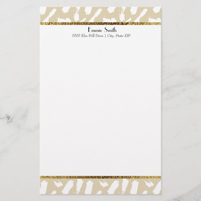 Papelaria Personalizada Dourado Bege (Frente)