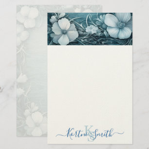 Papelaria Personalizada Floral Azul Elegante