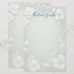 Papelaria Personalizada Floral Azul Elegante