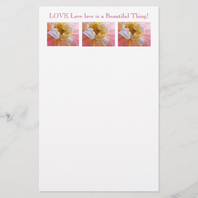 Papelaria Personalizada Flores de Dahlia Rosa AMOR (Frente)