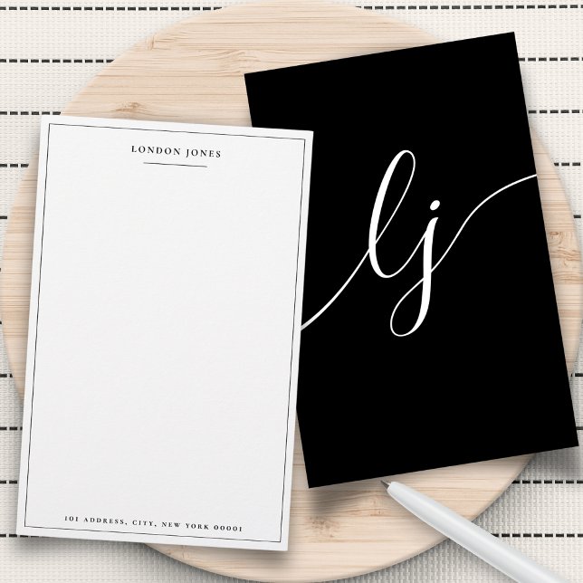 Papelaria Personalizada Preto e Branco Letra Simpl (Criador carregado)