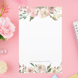 Papelaria Personalizada Rosa Elegante com Flores