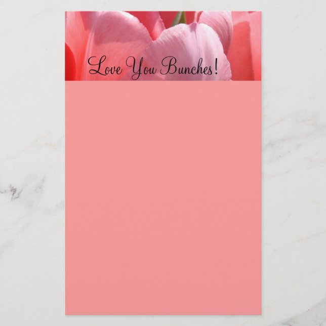 Papelaria Personalizada Rosa Tulipas Amam Você! (Frente)