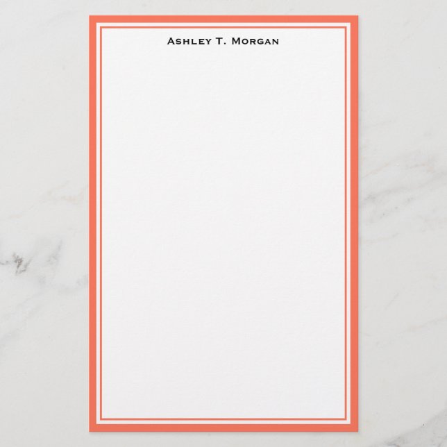 Papelaria Personalizada Simplicidade Coral Branco (Frente)