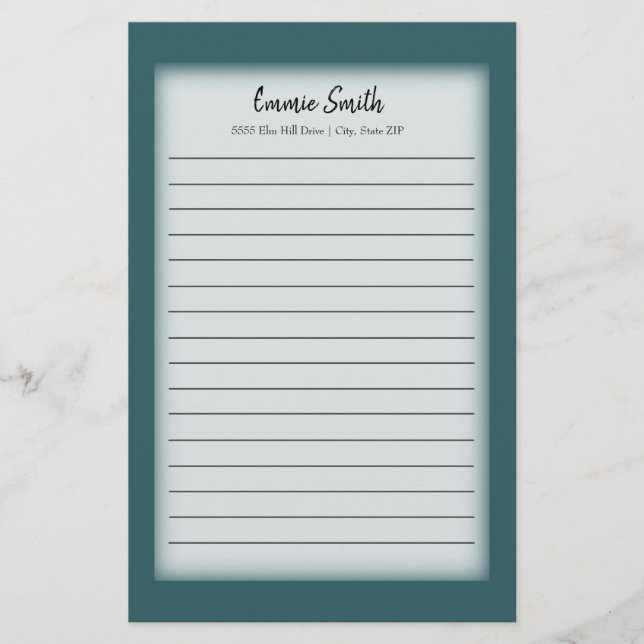Papelaria Personalizada Verde-Azul e Branco (Frente)