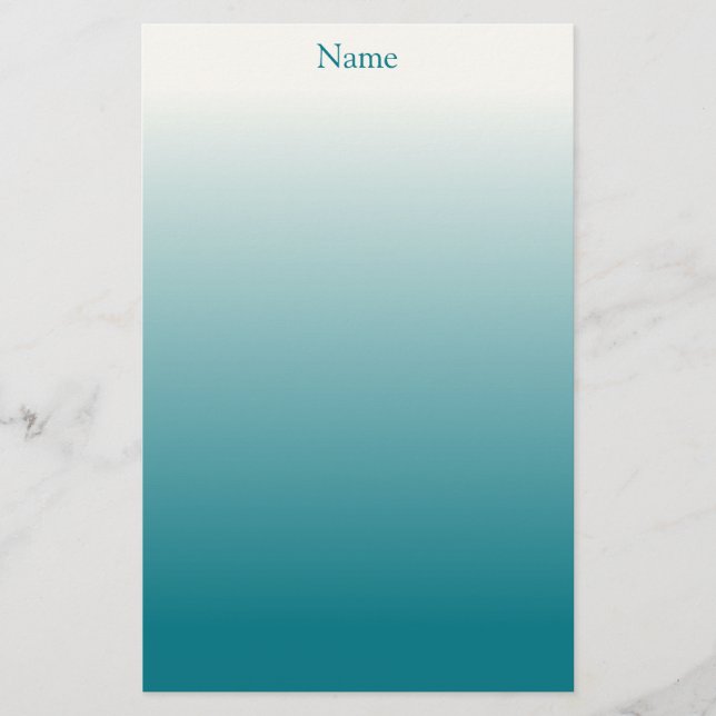 Papelaria Personalizado Branco e Ombre Azul Turquesa (Frente)