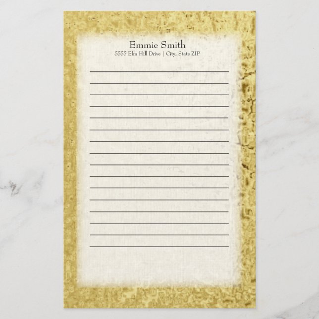 Papelaria Personalizado Dourado e Branco (Frente)