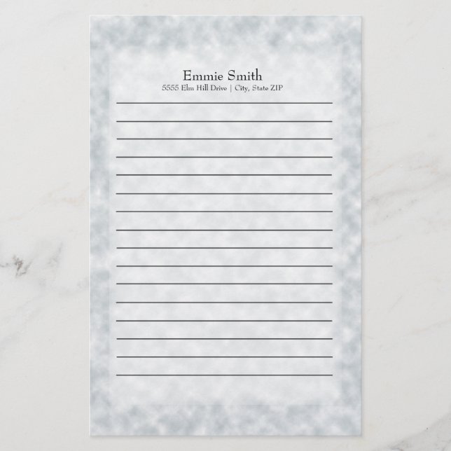 Papelaria Personalizado Moderno Azul e Branco (Frente)