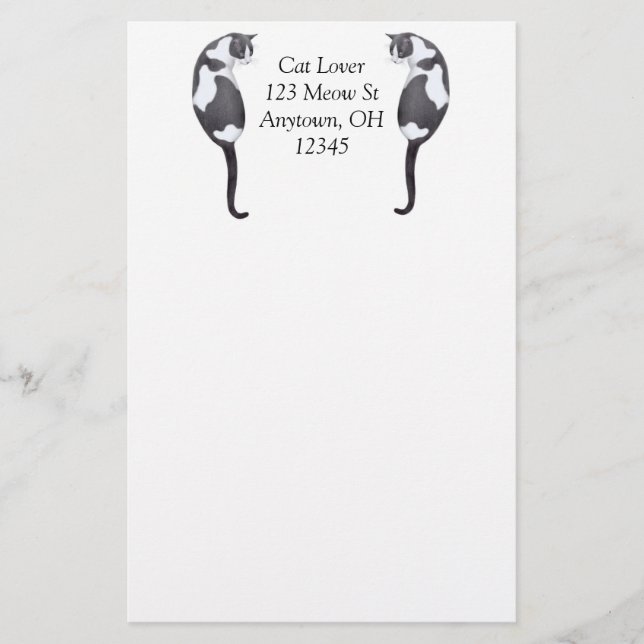 Papelaria Personalizável de Gatos Tuxedo (Frente)