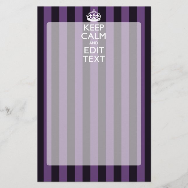 Papelaria Personalize-o Mantenha Calmo O Texto Roxo (Frente)