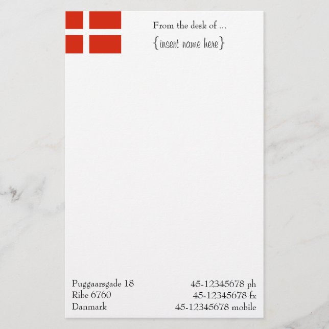 Papelaria Personalize o seu Dannebrog! (Frente)