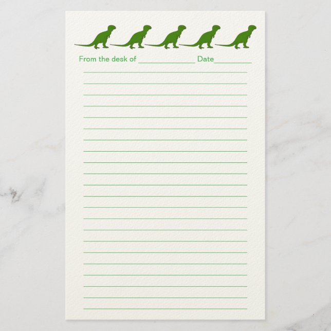 Papelaria Personalized Dinosaur Lined Stationery for Kids (Frente)
