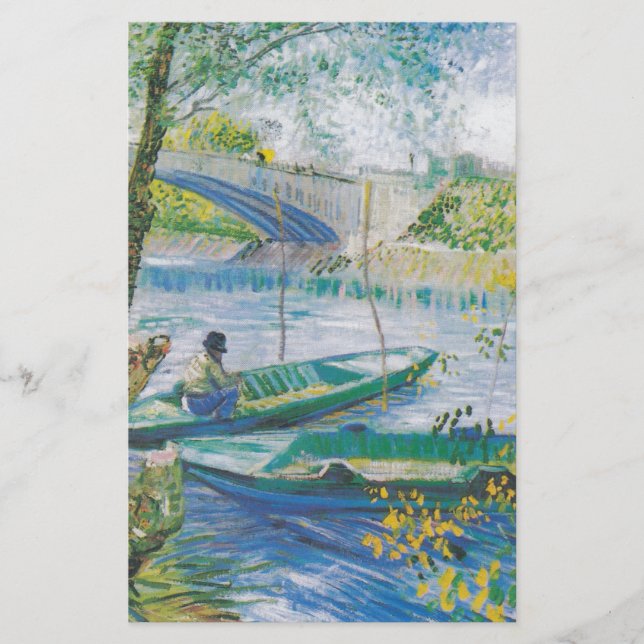 Papelaria Pescadores e barcos de Van Gogh no Pont de Clichy (Frente)
