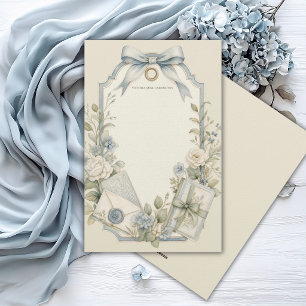 Papelaria Pessoal Floral de Sage Azul Francês Elegante