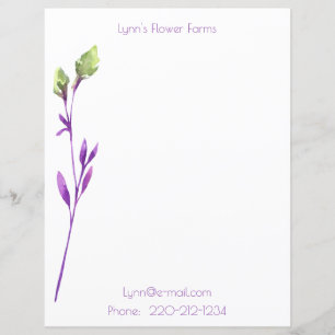 Papelaria Pessoal/Profissional de Florais Roxos