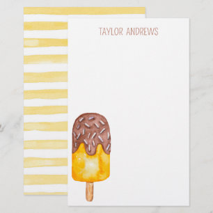 Papelaria Picolé de Chocolate de Aquarela Personalizado