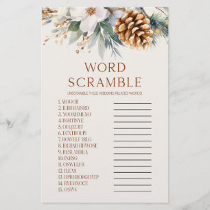 Papelaria Pine Tree Word Scramble Chá de panela Game